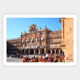 Plaza Mayor with City Hall in evening light, Salamanca, Spain Sticker